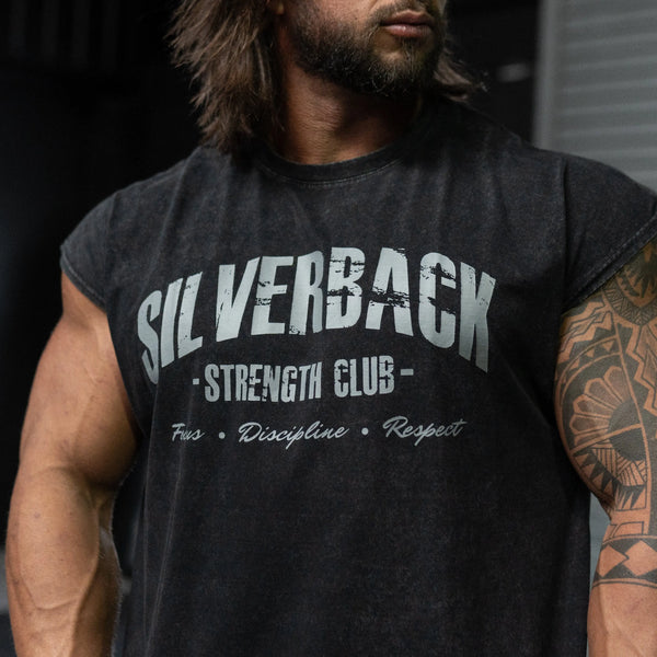 Strength Club - Acid Wash Cut Off Tee - Silverback Gymwear