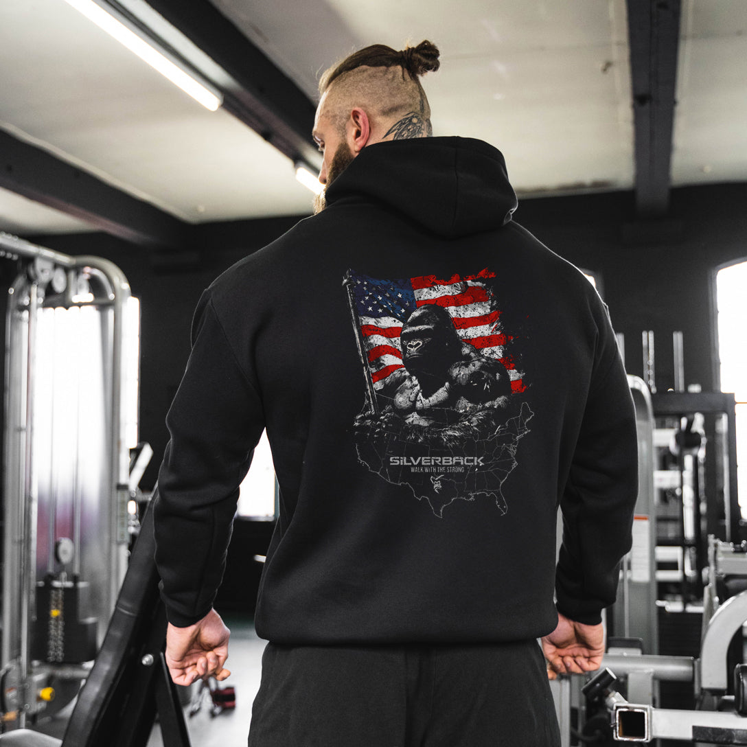 American Beast Oversized Hoodie in Black - HOODIE front view