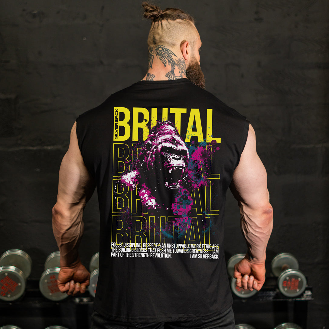 Brutal Sleeveless T-Shirt in Black - VEST front view