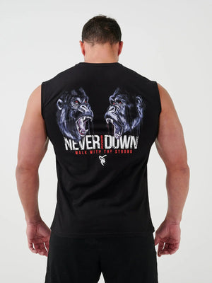 Never Back Down Sleeveless T-Shirt - Silverback Gymwear