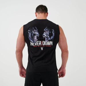 Never Back Down Sleeveless T-Shirt - Silverback Gymwear