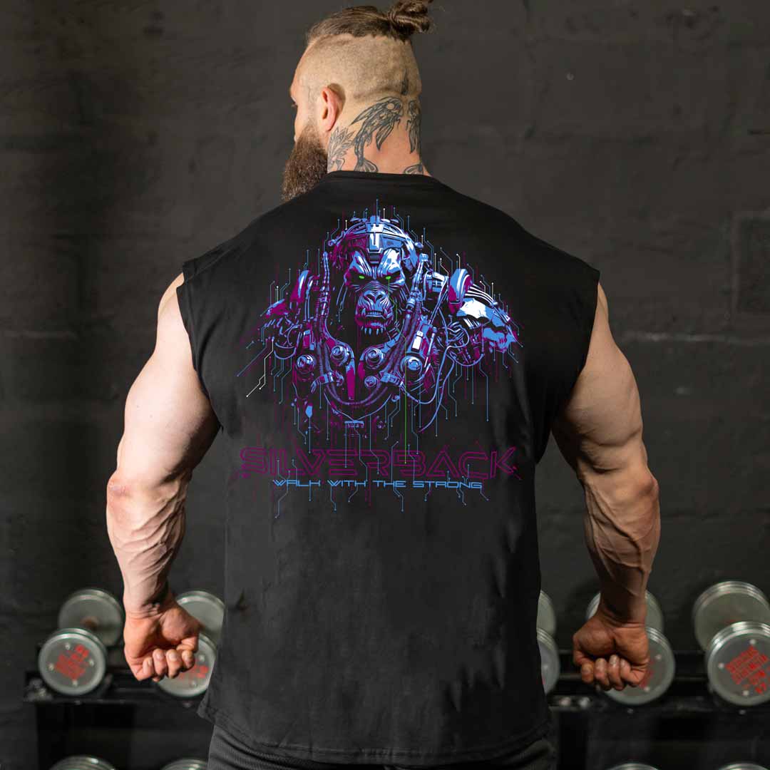 Cyberback Sleeveless T-Shirt in Black - VEST front view