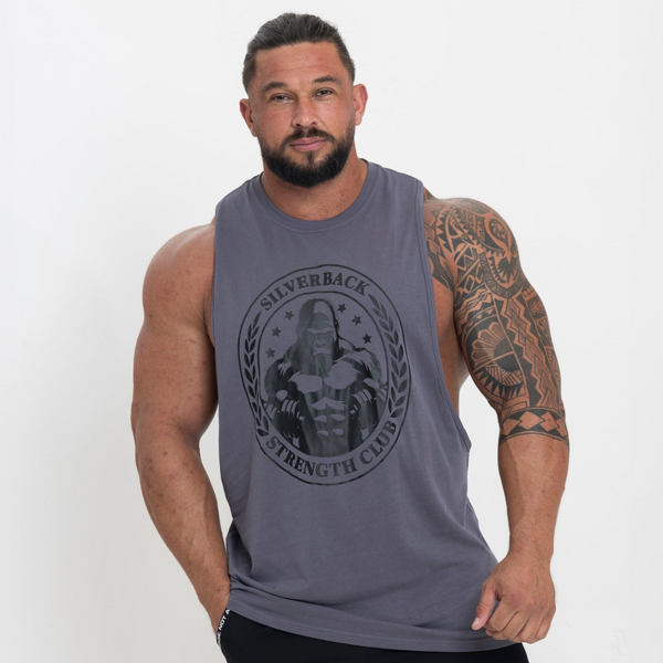 Crest Drop Arm Vest - Grey - Silverback Gymwear