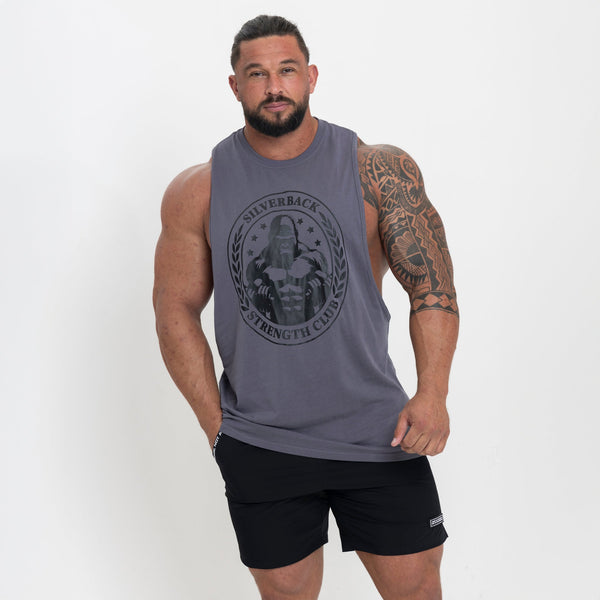 Crest Drop Arm Vest - Grey - Silverback Gymwear