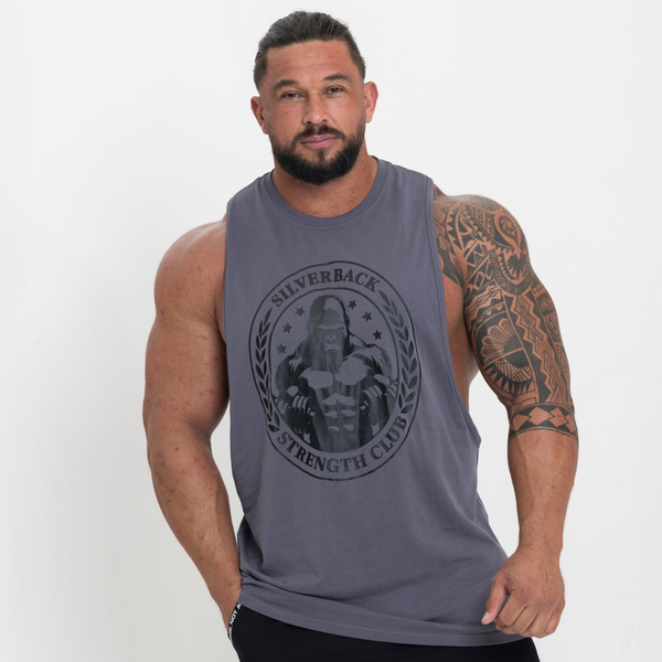 Crest Drop Arm Vest - Grey - Silverback Gymwear