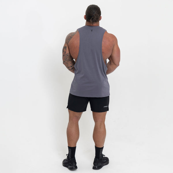 Crest Drop Arm Vest - Grey - Silverback Gymwear