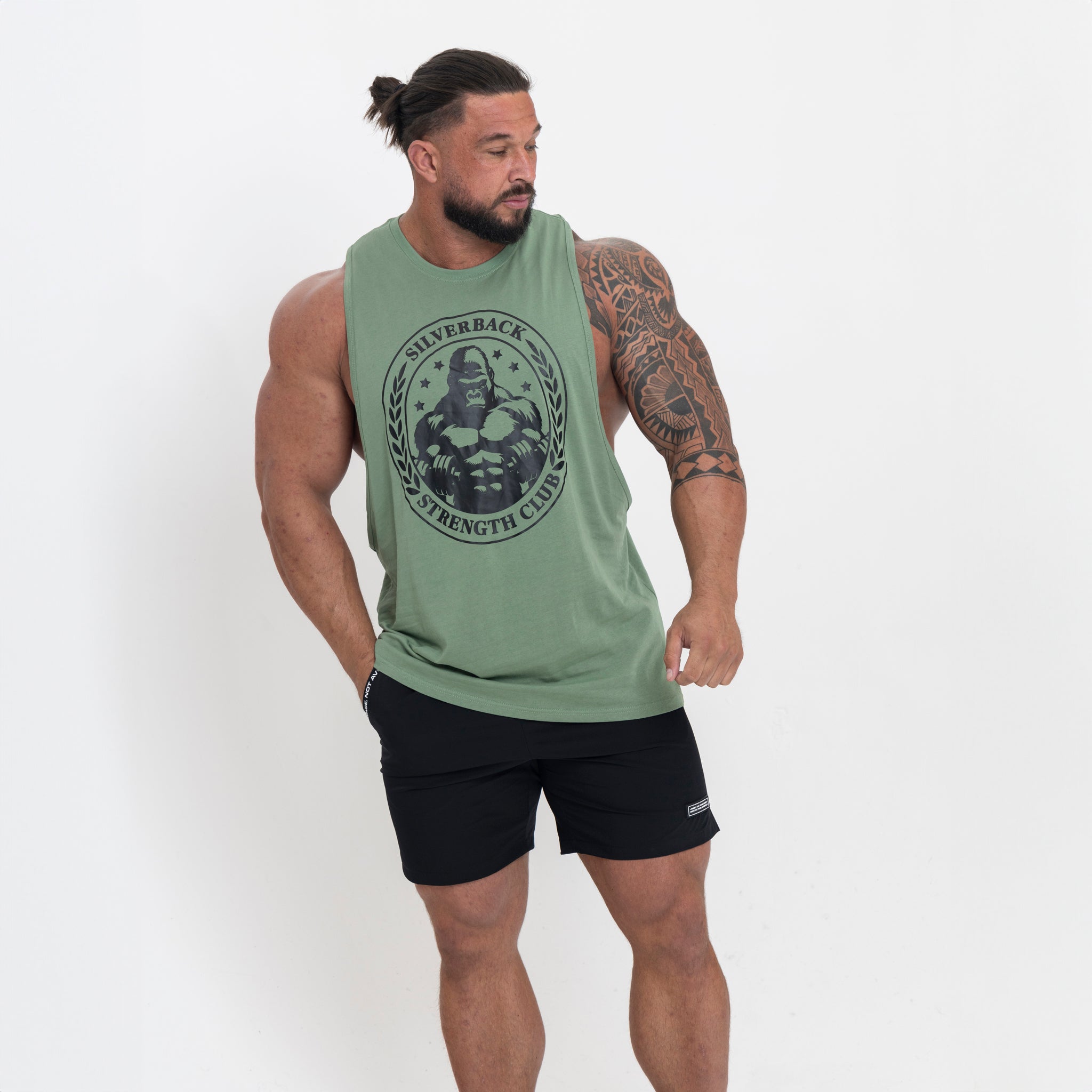 Crest Drop Arm Vest - Green - Silverback Gymwear