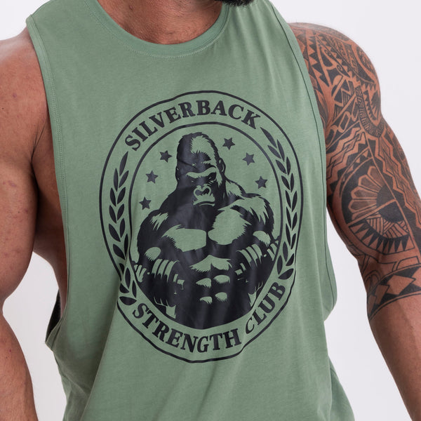 Crest Drop Arm Vest - Green - Silverback Gymwear