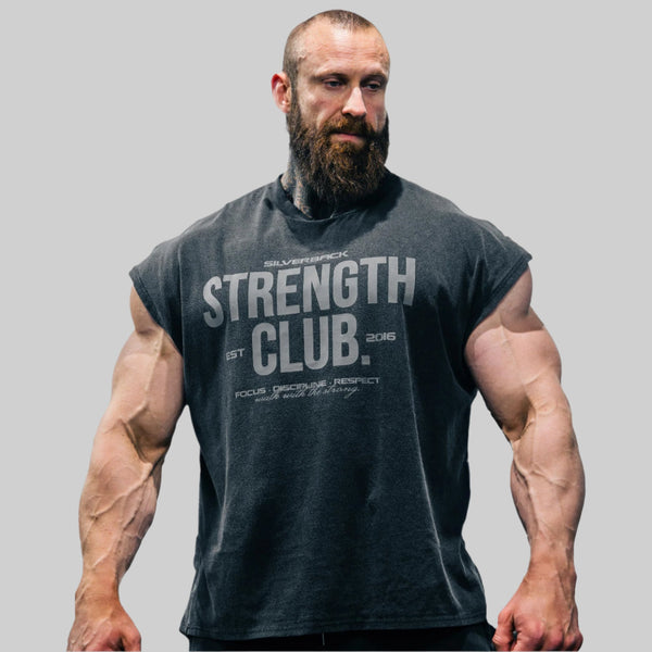 Strength Club - Acid Wash Cut Off Tee - Silverback Gymwear