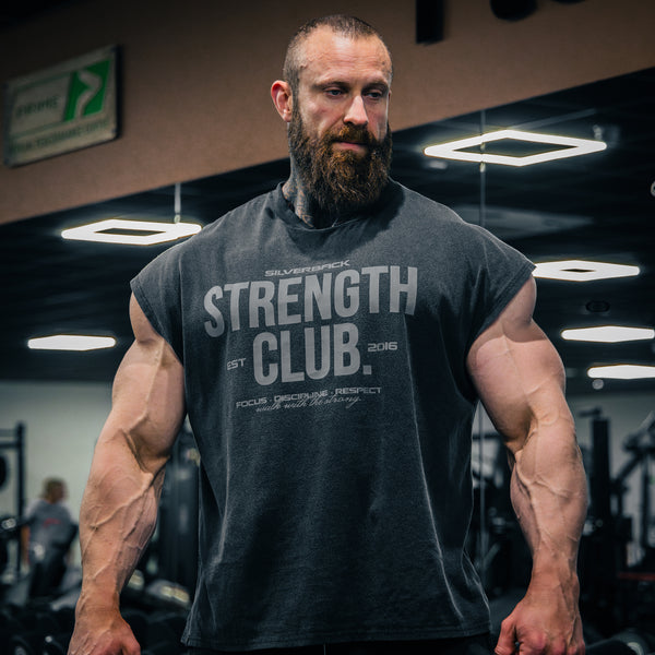 Strength Club - Acid Wash Cut Off Tee - Silverback Gymwear