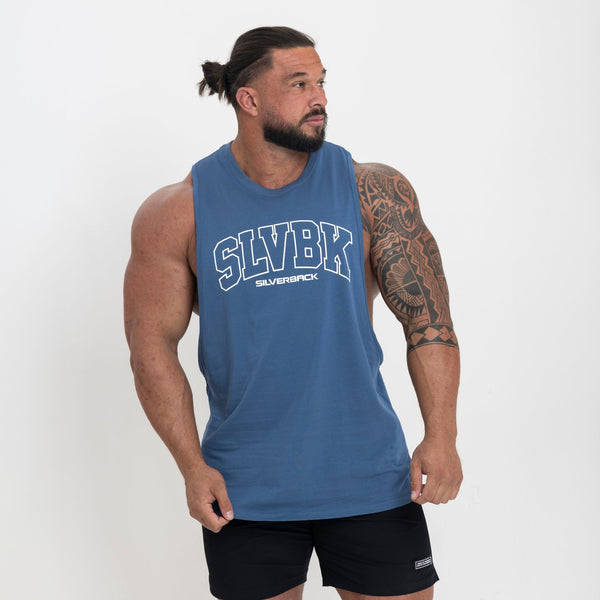 SLVBK Drop Arm Vest - Blue - Silverback Gymwear