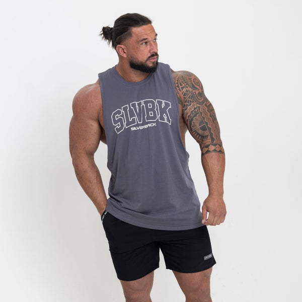 SLVBK Drop Arm Vest - Grey - Silverback Gymwear