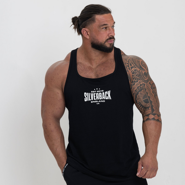 Icon Stringer Vest - Black - Silverback Gymwear