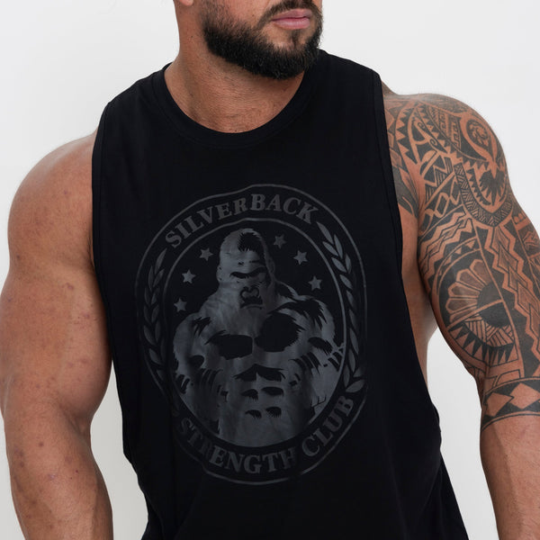 Crest Drop Arm Vest - Black - Silverback Gymwear