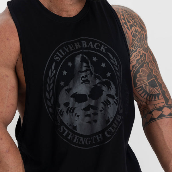 Crest Drop Arm Vest - Black - Silverback Gymwear