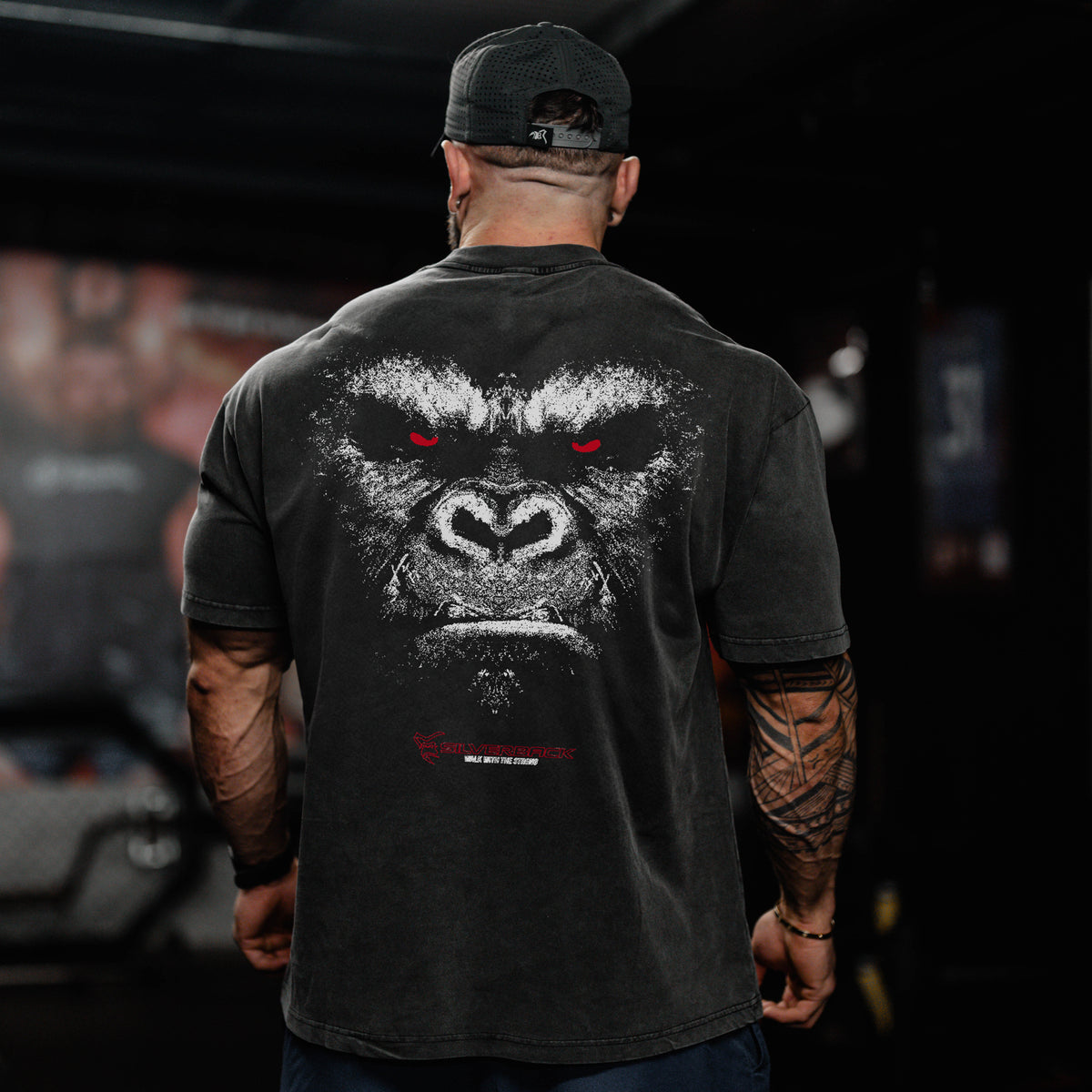 Redemption Acid Wash T-Shirt - Black/Red - Silverback Gymwear