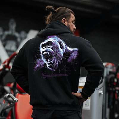 Overload Heavyweight Pull Hoodie in Black - HOODIE front view