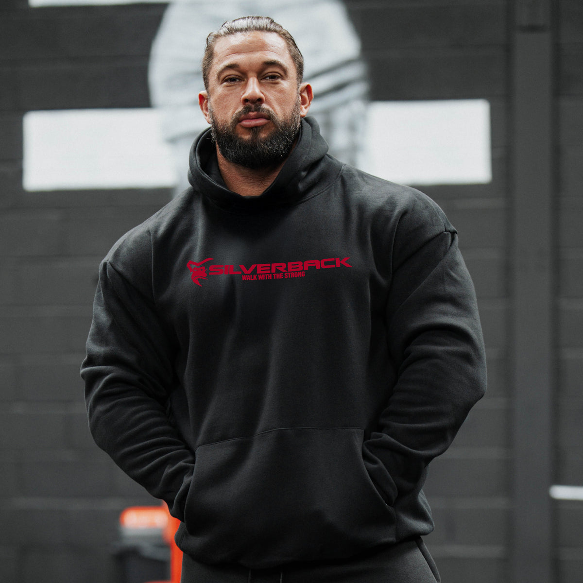 Samurai black heavyweight pull hoodie front view
