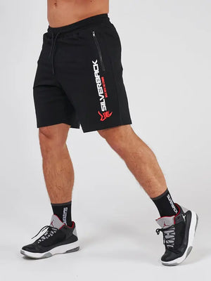 Silverback Gymwear Mens Kudos Shorts Front, Black/Red/White 