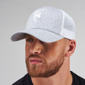 Silverback Gymwear Mesh Detail Cap Front - White/Marl Grey