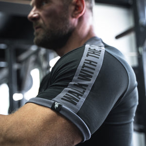 Silverback Gymwear Enduro Pro-Fit Gym T-Shirt Black Grey - Close Up Arm