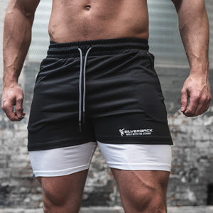 Silverback Gymwear Synergy 2 Way Shorts - Black/White Front