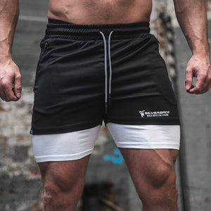 Silverback Gymwear Synergy 2 way shorts - Black/White front