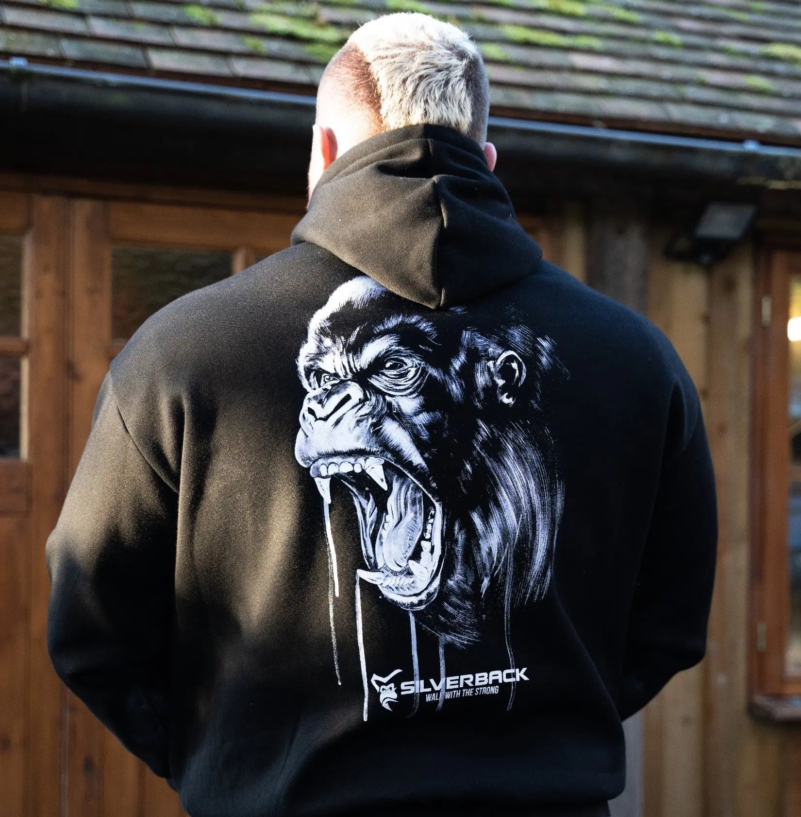 Silverback Gymwear Alpha V2 Black Pull Hoodie - back view