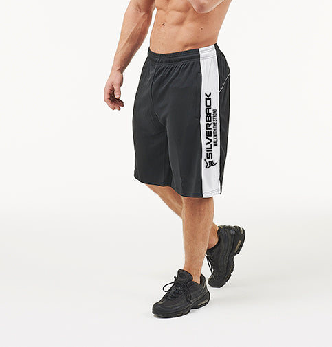 Silverback Gymwear Mens Stealth Shorts - Black/White Front view